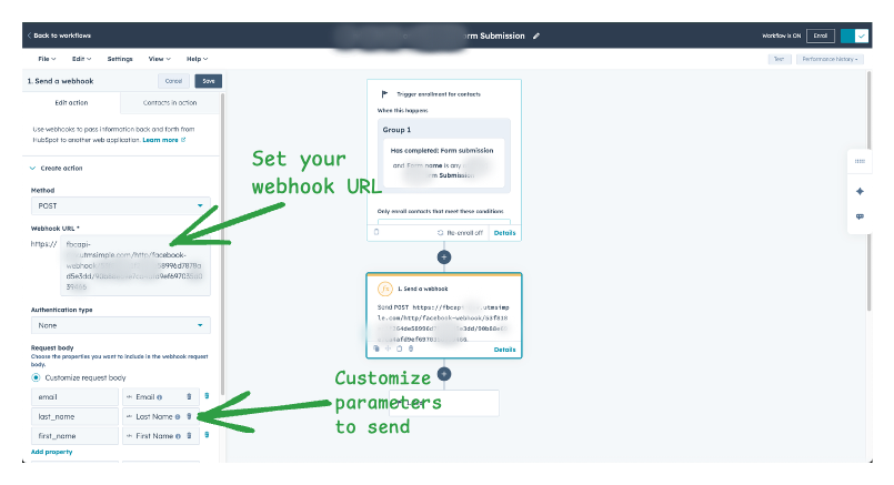 Guide to set webhook url in Hubspot